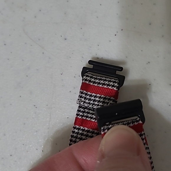 Born to Love Black & White Houndstooth with Red Stripes Bow Tie - Picture 2 of 4